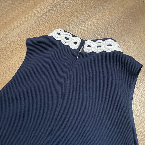 Lilly Pulitzer Callista Shift Dress XL true navy blue white mini high collar zip - Picture 13 of 13